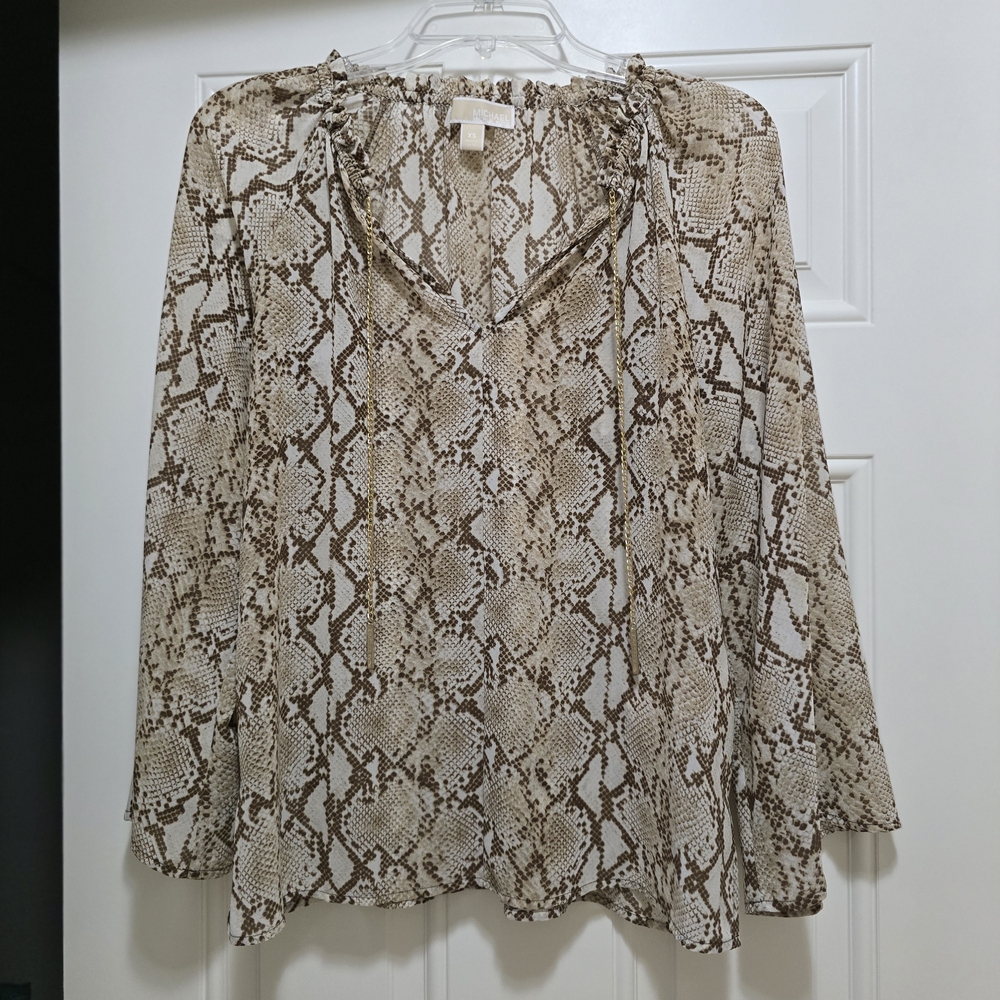 Michael Kors Snake Print Blouse - Brown and Cream